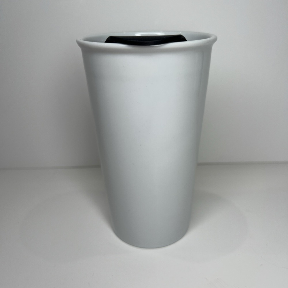 Starbucks White Ceramic Tall Coffee Travel Cup Mug Tumbler 10 oz w/ Lid Mermaid - Picture 5 of 6